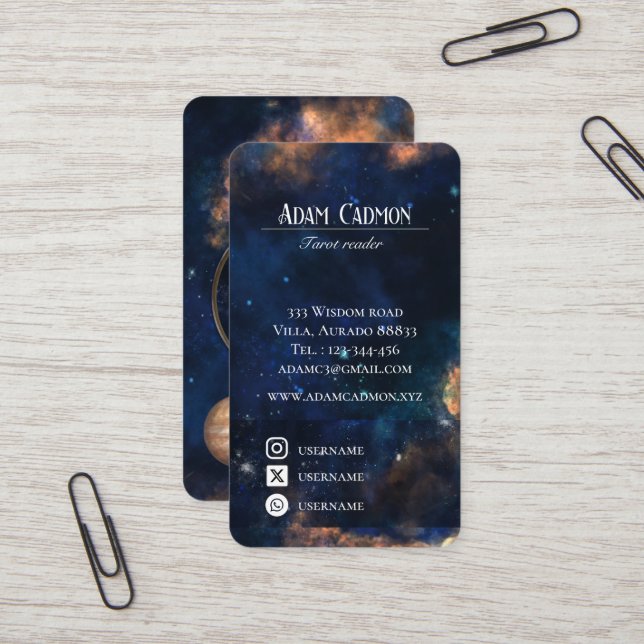 Tarjeta De Visita Astrologer de arte celestial cósmico (Anverso/Reverso In Situ)