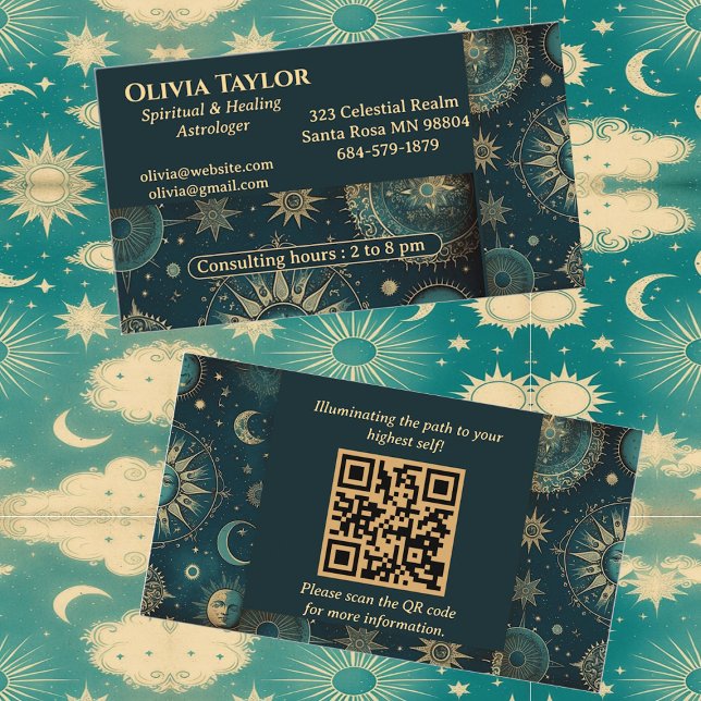 Tarjeta De Visita Astrologer espiritual y curador Oculto celeste (Spiritual and Healing Astrologer Celestial Occult Business Card)