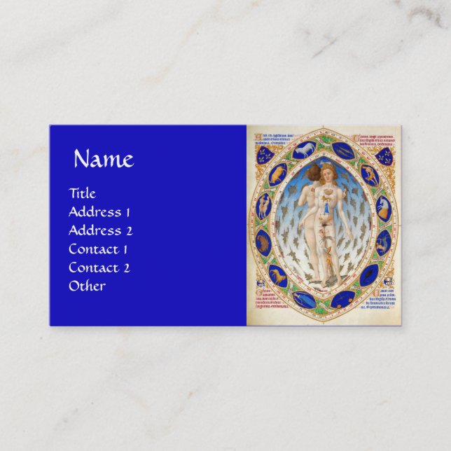 Tarjeta De Visita ASTROLOGÍA ANTIGUA Y Astrología RÓTULOS ZODIACALES (Anverso)