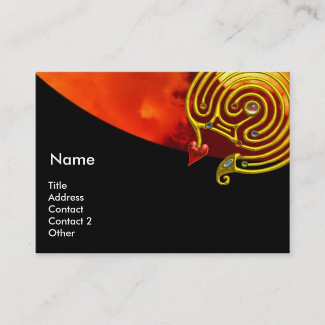 Tarjeta De Visita Astrología CARÁCTICA ASTRAL LABYRINTH GOLD ZODIAC (Anverso)