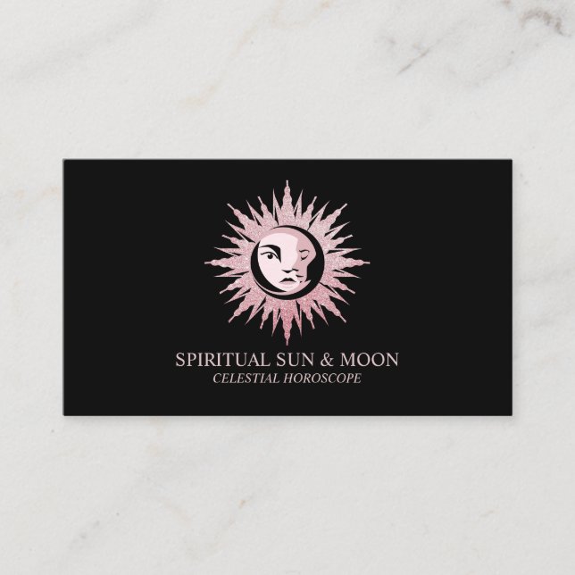 Tarjeta De Visita Astrología Celestial Espiritual Moon Sun (Anverso)