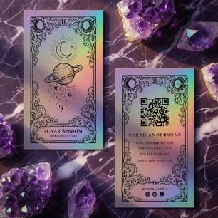 Tarjeta De Visita Astrología Celestial Mística Vintage
