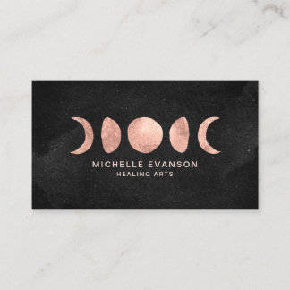 Tarjeta De Visita Astrología de las fases de la luna de oro Rosa