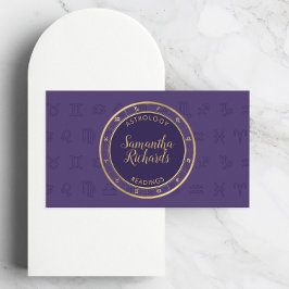 Tarjeta De Visita Astrología zodiaca mística púrpura