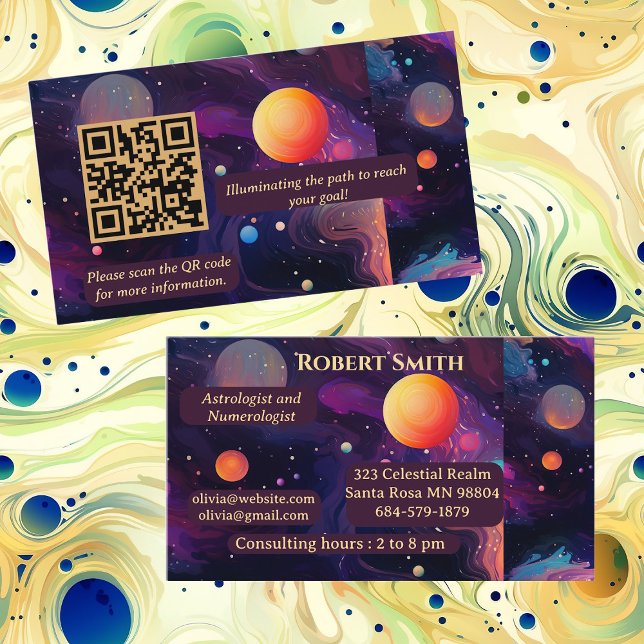 Tarjeta De Visita Astrologista Numerólogo Celestial Sano Psíquico (Astrologist Numerologist Celestial Psychic Healer Business Card)