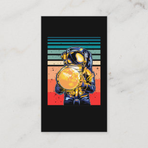 Tarjeta De Visita Astronauta sostiene Moon Retro Cosmic