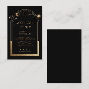 Tarjeta De Visita Astronomía mística celestial de Black Gold Sun Moo