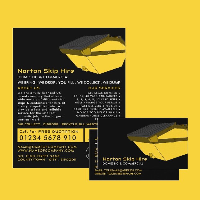 Tarjeta De Visita Ataque Amarillo de la empresa Skip/Dumpster (Subido por el creador)