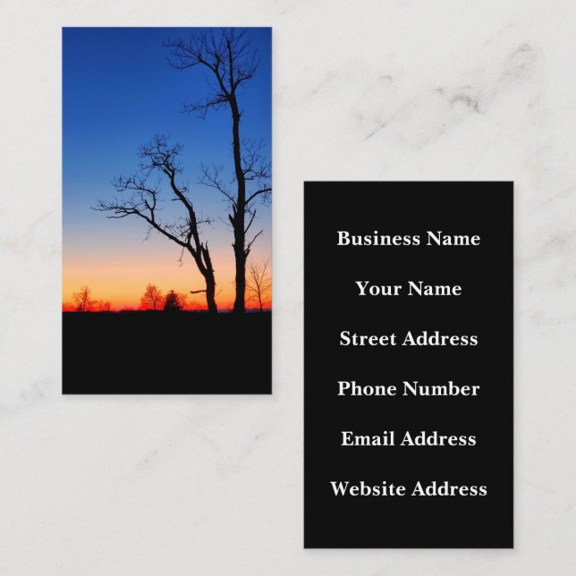 Tarjeta De Visita Atardecer a través de los árboles (Anverso / Reverso)