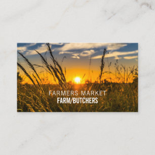Tarjeta De Visita Atardecer, agricultor y carnicero