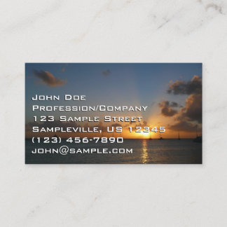Tarjeta De Visita Atardecer con veleros paisaje tropical foto