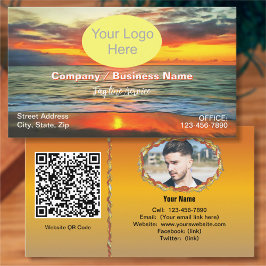 Tarjeta De Visita Atardecer en la Bahía de Banderas 1738 Código QR