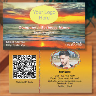 Tarjeta De Visita Atardecer en la Bahía de Banderas 1738 Código QR