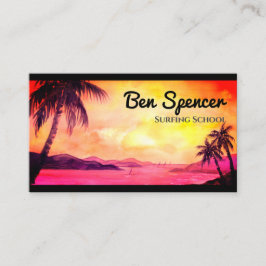 Tarjeta De Visita Atardecer en la pintura de acuarela tropical