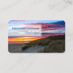 Tarjeta De Visita Atardecer en la playa de dunas de arena marítimas 