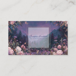Tarjeta De Visita Atardecer Luminoso Floral Azul