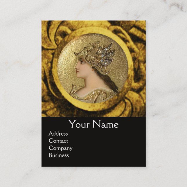 Tarjeta De Visita ATENA Y COMBATIENDO GRIFFINS MONOGRAM ,Ruby Rojo (Anverso)