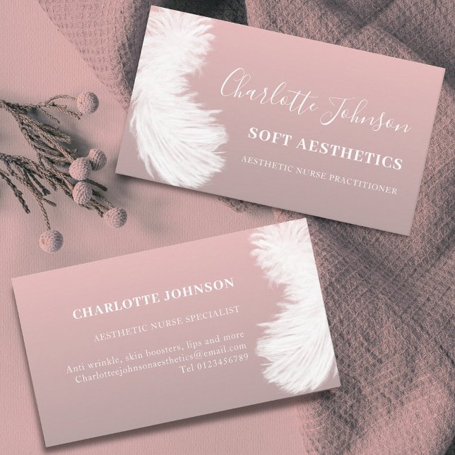 Tarjeta De Visita Atención de la estética de la piel Enfermera rosa (Modern Stylish nurse aesthetics skincare dusty rose pink Business card)