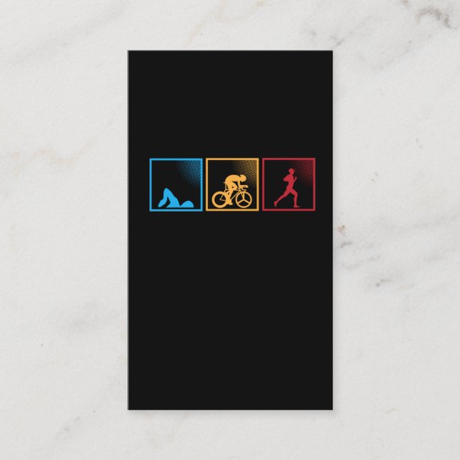 Tarjeta De Visita Atleta en bicicleta de natación retro (Anverso)