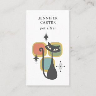 TARJETA DE VISITA ATÓMICO CAT A MEDIADOS DEL SIGLO SQUARES MASCOTA S