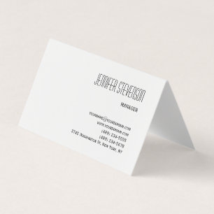 Tarjeta De Visita Atractiva Llanura Minimalista moderna blanca negra