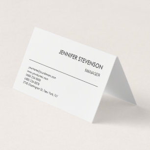 Tarjeta De Visita Atractiva Llanura Minimalista moderna blanca negra