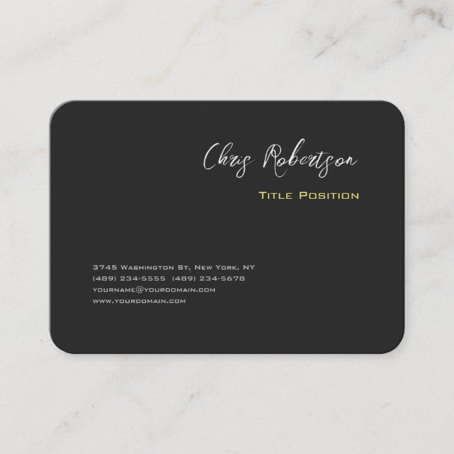 Tarjeta De Visita Atractiva Moda amarilla gris Sharp Moderno (Anverso)