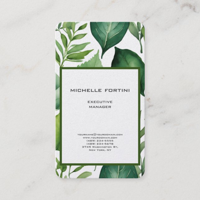 Tarjeta De Visita Atractiva vegetación Moda Minimalista moderna (Anverso)
