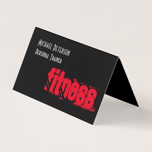 Tarjeta De Visita Atractivo entrenador personal único en gris negro (Anverso)