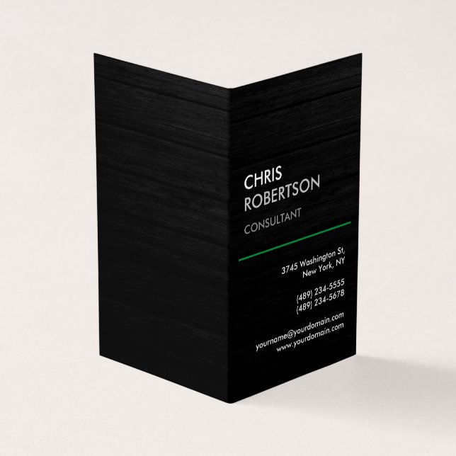 Tarjeta De Visita Atractivo moderno de madera gris negra vertical (Exterior)
