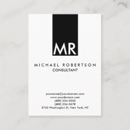 Tarjeta De Visita Atractivo Monograma Blanco Negro Transparente