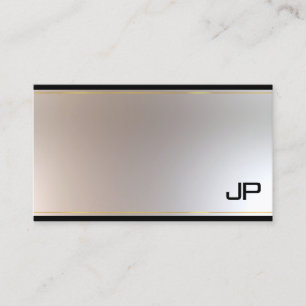 Tarjeta De Visita Atractivo Monograma Glamour Oro Plata Chic Sencill