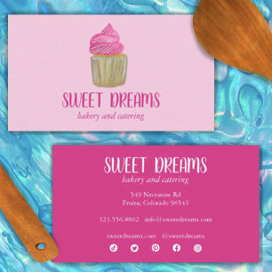 Tarjeta De Visita Atractivo Pastel de Catering Panadería Rosa Encant