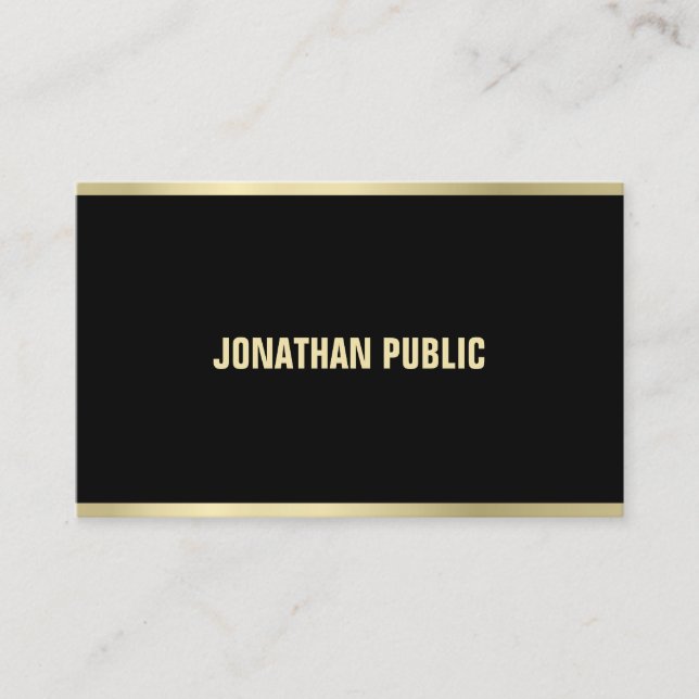 Tarjeta De Visita Atractivo Profesional Moderno En Negro Y Oro (Anverso)