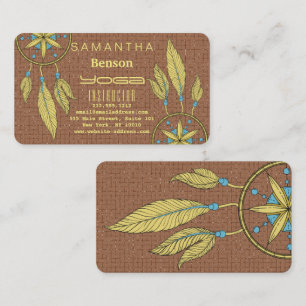 Tarjeta De Visita Atrapador de Sueños Elegante Plumas Instructor de