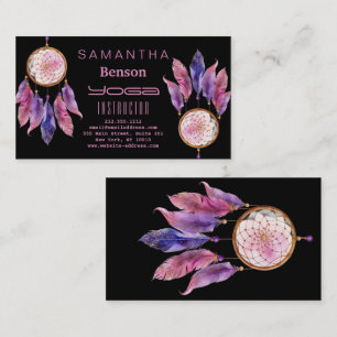 Tarjeta De Visita Atrapador de Sueños Elegante Plumas Instructor de 