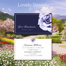 Tarjeta De Visita Atrapamiento de ojos florales en azul y blanco con