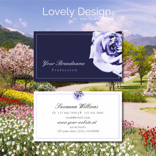 Tarjeta De Visita Atrapamiento de ojos florales en azul y blanco con
