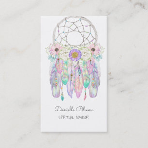 Tarjeta De Visita Atrapasueños Hadas Boho Flechas Plumas Negocio 