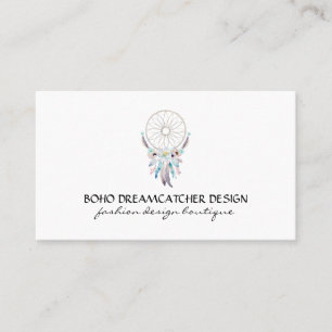 Tarjeta De Visita Atrapasueños Pluma Boho Tribal