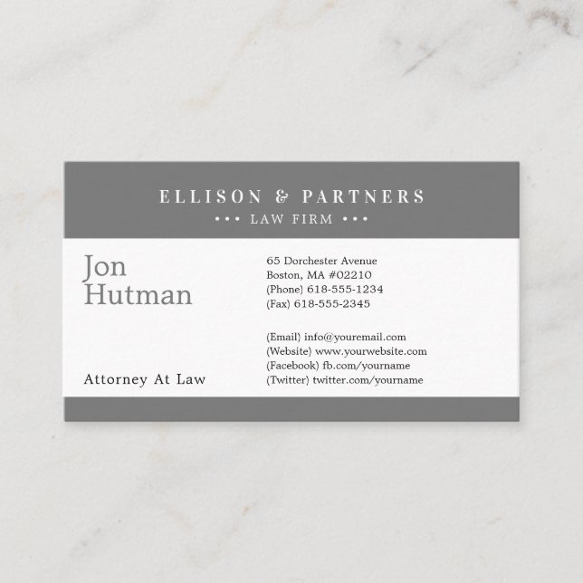 Tarjeta De Visita Attorney at Law | Elegant Plain Dark Red Business  (Anverso)