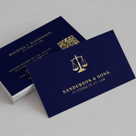 Tarjeta De Visita Attorney at law lawyer professional gold navy