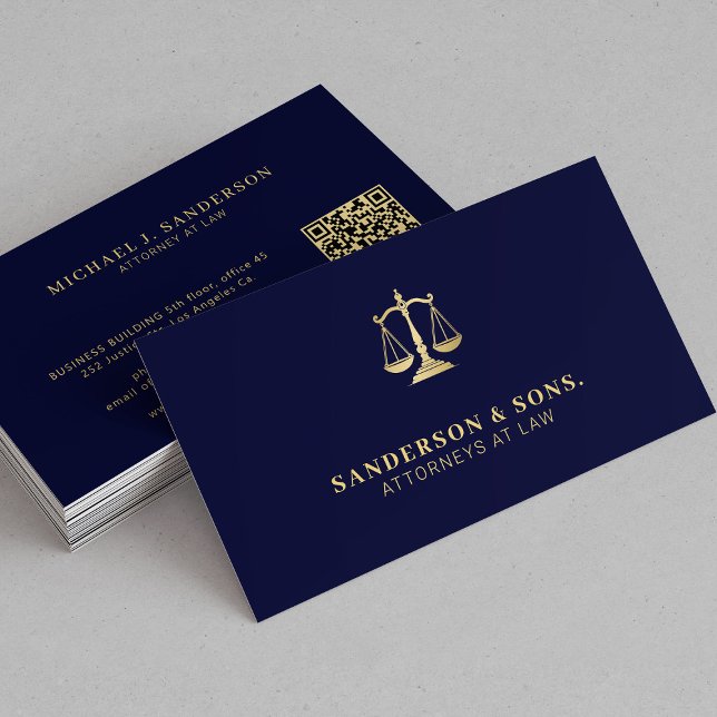 Tarjeta De Visita Attorney at law lawyer professional gold navy (Subido por el creador)