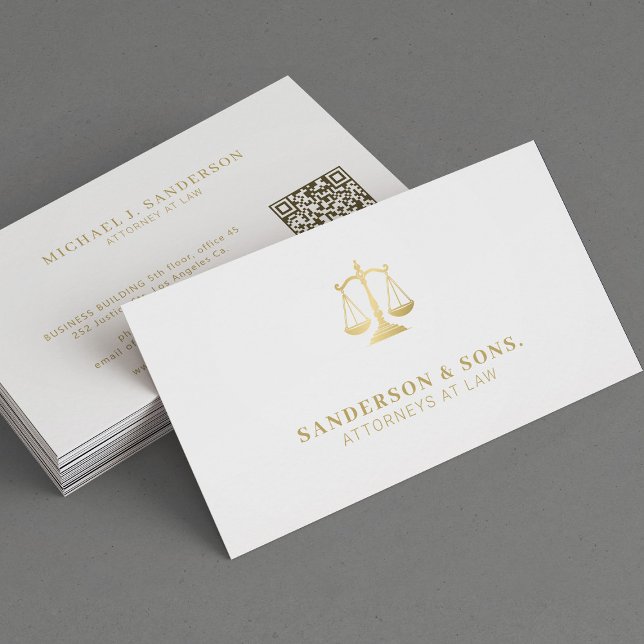 Tarjeta De Visita Attorney at law lawyer professional gold white (Subido por el creador)
