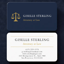 Tarjeta De Visita Attorney Navy Blue Gold