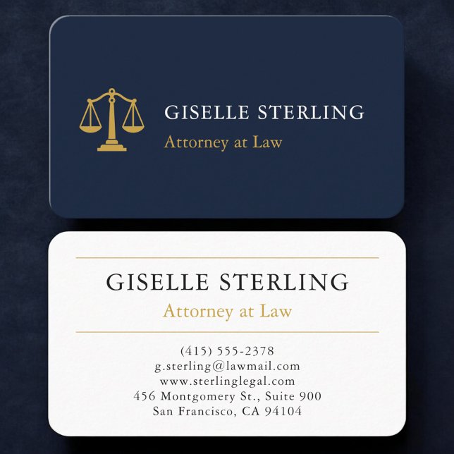 Tarjeta De Visita Attorney Navy Blue Gold (Subido por el creador)