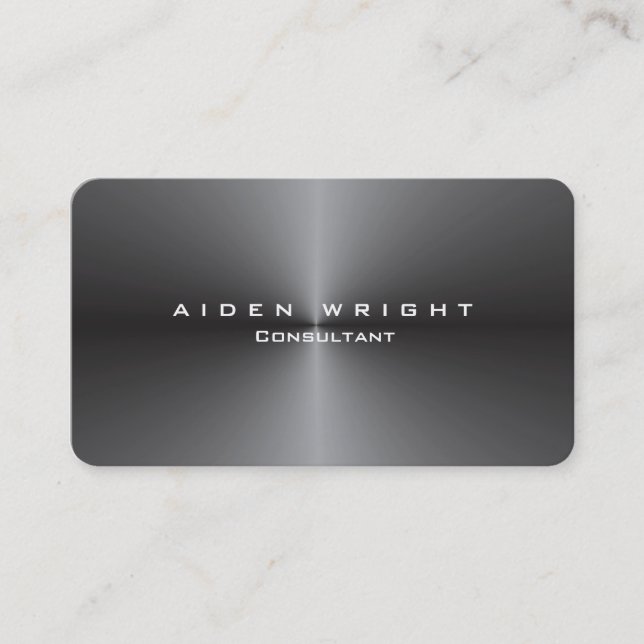 Tarjeta De Visita Attractive Metallic Grey Stylish Modern Minimalist (Anverso)