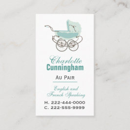 Tarjeta De Visita Au Pair personalizada de menta y blanco