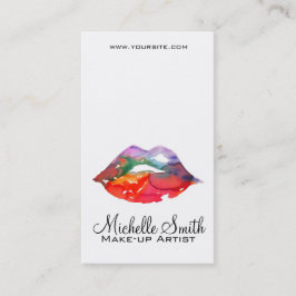 Tarjeta De Visita Audaces labios arcoíris acuarela dibujo maquillaje