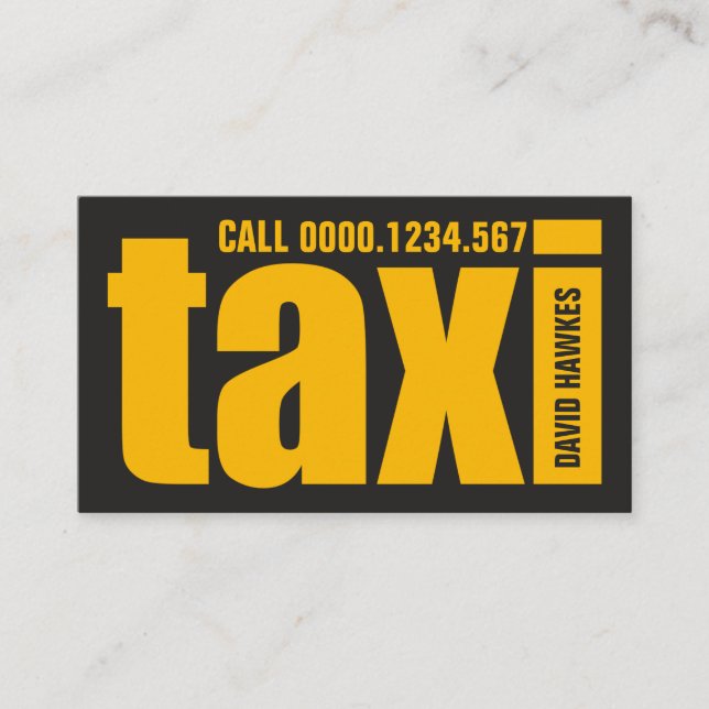 Tarjeta De Visita Audaces letras grandes de TAXI sorprendente servic (Anverso)
